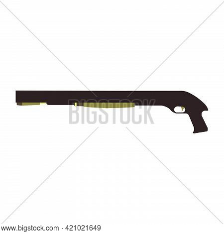 Shotgun Gun Vector Illustration Rifle Military. Isolated White Shotgun Weapon Hunting Icon Power Sym