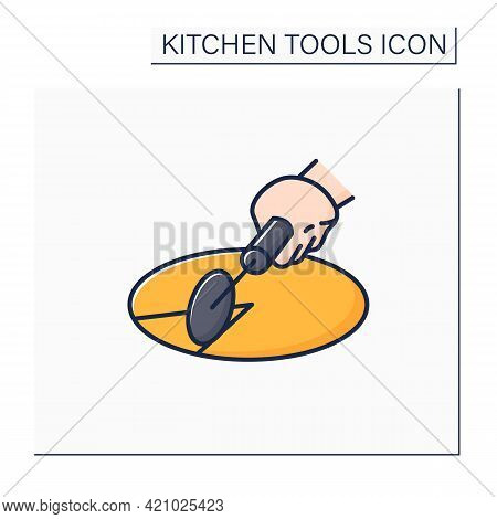 Pizza Cutter Color Icon. Roller Blade. Pizza Wheel. Cooking Utensils. Kitchen Tools Concept. Isolate