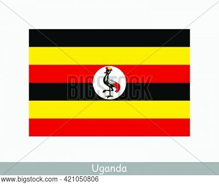 National Flag Of Uganda. Ugandan Country Flag. Republic Of Uganda Detailed Banner. Eps Vector Illust