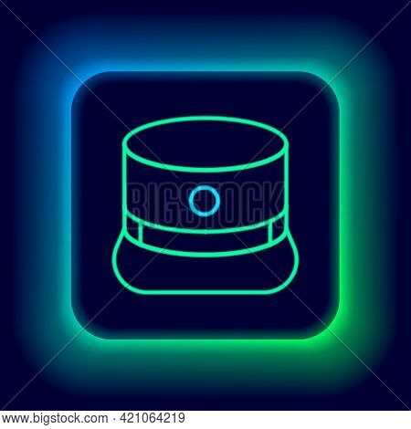 Glowing Neon Line Kepi Icon Isolated On Black Background. Cap Army Uniform Headgear. Historic Genera