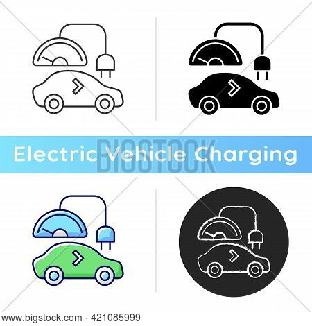 Level 1 Charger Icon. Slowest Way To Charge Battery Of Electronic Vehicle. Long Term Charging Statio