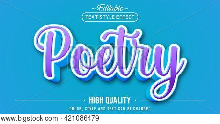 Editable Text Style Effect - Poetry Minimalist Text Style Theme. Graphic Design Element.
