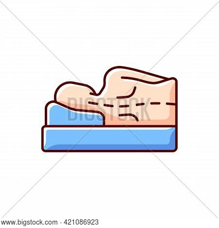 Incorrect Sleeping Position Rgb Color Icon. Unnatural, Unnecessary Curves In Spine. Putting Pressure