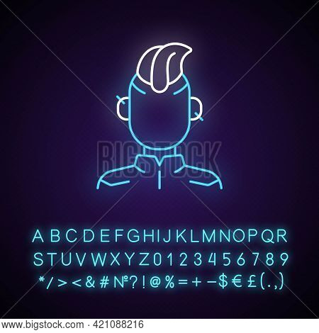 Cyberpunk Person Neon Light Icon. Punk Subculture, Goth Teenager. Cyberpunk Movie, Game. Outer Glowi