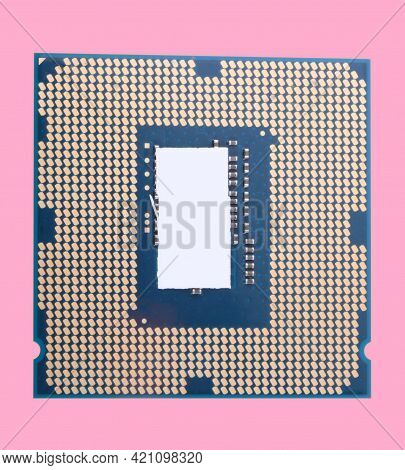 Central Processor Unit Isolated On Pink Background At Dry Sunny Day