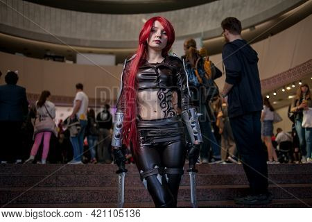 Kiev, Ukraine - May 20, 2018: Comic Con, An Annual Festival Of Geek Culture In Kiev, Ukraine. Cospla