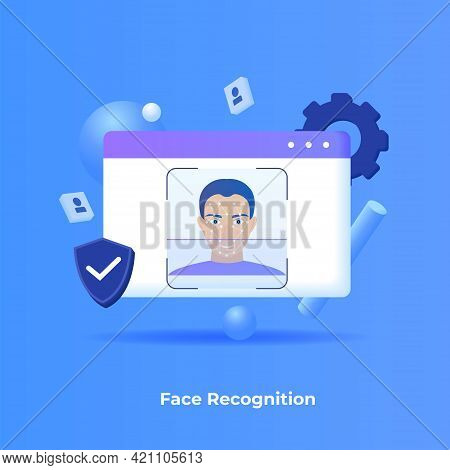 Face Recognition Illustration Concept. Illustration For Websites, Landing Pages, Mobile Applications
