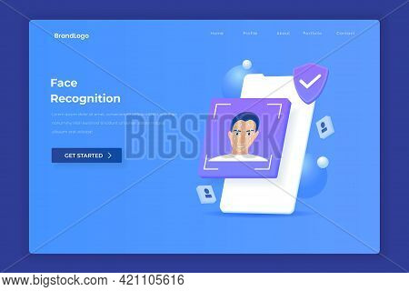 Face Recognition Landing Page Illustration Concept. Illustration For Websites, Landing Pages, Mobile