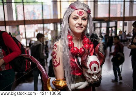 Kiev, Ukraine - May 20, 2018: Comic Con, An Annual Festival Of Geek Culture In Kiev, Ukraine. Cospla