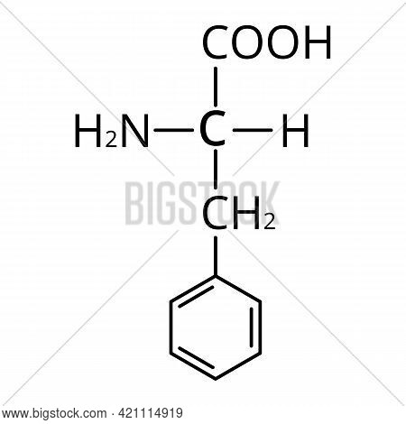 Phenylalanine Is An Amino Acid. Chemical Molecular Formula Phenylalanine Amino Acid. Illustration On