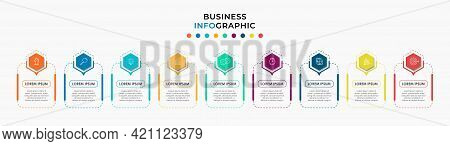 Vector Infographic Design Business Template With Icons And 9 Options Or ...