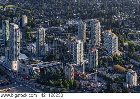 Greater Vancouver, British Columbia, Canada - May 16, 2021: Aerial View From An Airplane Of Surrey C