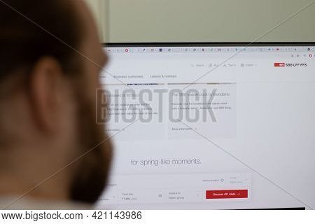 New York, Usa - 1 May 2021: Swiss Federal Railways Sbb Cff Ffs Company Website On Screen, Illustrati