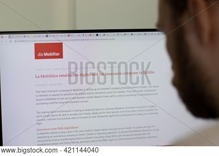 New York, Usa - 1 May 2021: Swiss Mobiliar Company Website On Screen, Illustrative Editorial
