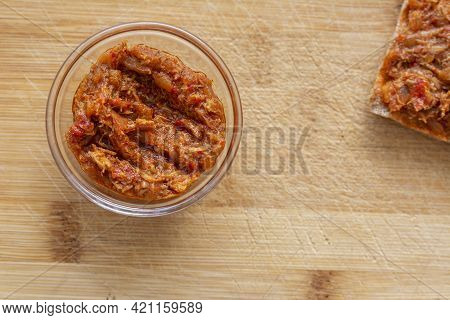Zacusca With Mackerel Fish In A Bowl