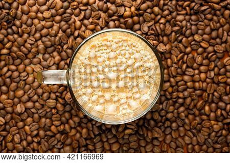 Flatlay And Selective Focus Picture Of Foam At \