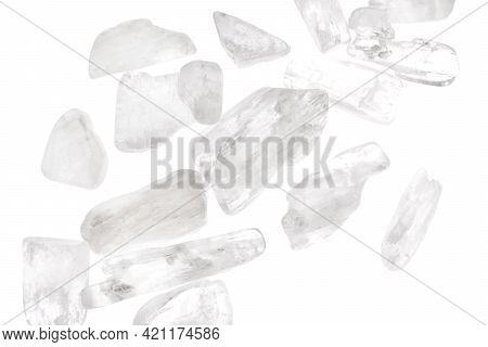 Clear Kunzite Heap Up Jewel Stones Texture On White Light Isolated Background