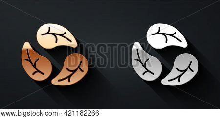 Gold And Silver Leaf Icon Isolated Gold And Silver Background. Leaves Sign. Fresh Natural Product Sy