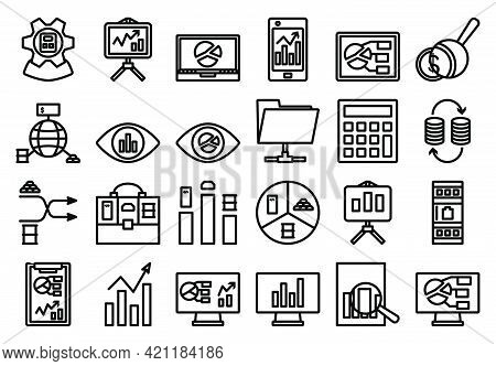 Analytics Icon Set. Editable Bold Outline Design. Vector Illustration.