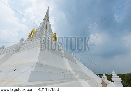 Beautiful Chedi Of Phukhao Thong In Ayutthaya, Thailand.