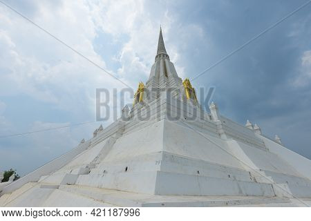 Beautiful Chedi Of Phukhao Thong In Ayutthaya, Thailand.
