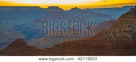 Sonnenuntergang am Grand Canyon von WÃ¼ste Aussichtspunkt, SÃ¼dkante gesehen