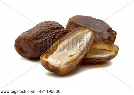 Dry Dates Palm Isolated On White Background.