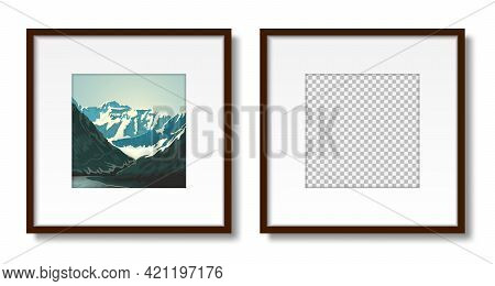 Two Frames With Passepartout On The Wall Mockup