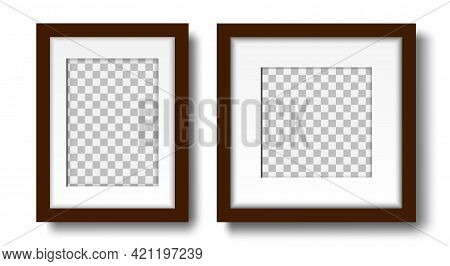 Two Photo Frames With Passepartout On The Wall Mockup