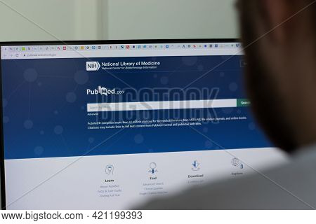 New York, Usa - 1 May 2021: Pubmed Company Website On Screen, Illustrative Editorial