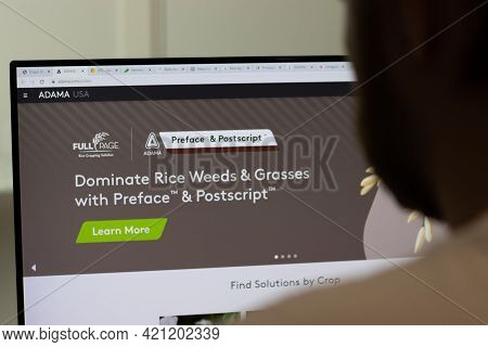 New York, Usa - 1 May 2021: Adama Agricultural Solutions Company Website On Screen, Illustrative Edi