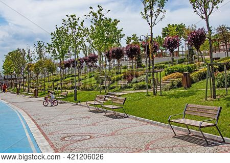 Halkali,istanbul,turkey- May 20,2021.spring View From Halkali Public Park With Its Nature,green Area