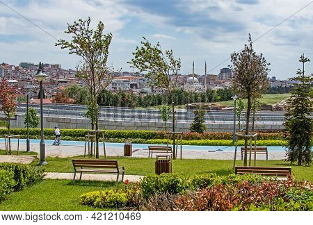 Halkali,istanbul,turkey- May 20,2021.spring View From Halkali Public Park With Its Nature,green Area