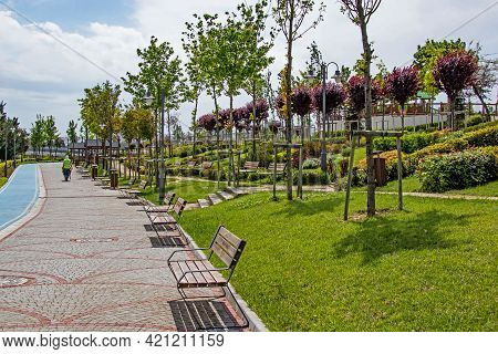 Halkali,istanbul,turkey- May 20,2021.spring View From Halkali Public Park With Its Nature,green Area