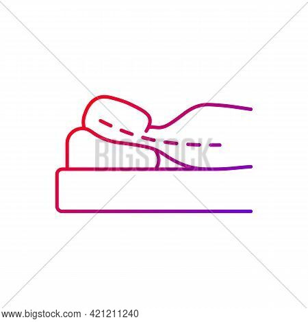 Sleeping With Head Elevated Gradient Linear Vector Icon. Worsening Chronic Neck Pain And Stiffness. 