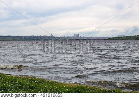 Kanarya,istanbul,turkey-may 20,2021.town And Nature View From Kucukcekmece Lake Shore Suburban Town 