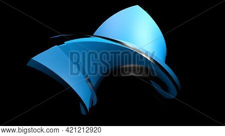 Abstract Blue And Glass Icon On Black Background - 3d Rendering Illustration