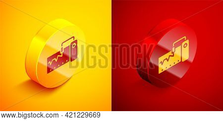 Isometric Electrical Measuring Instrument Icon Isolated On Orange And Red Background. Analog Devices