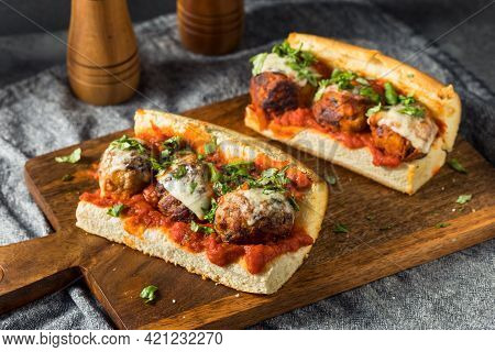 Homemade Cheesy Meatball Sub Sandwich