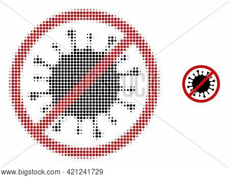 Stop Microbe Halftone Dotted Icon Illustration. Halftone Pattern Contains Round Points. Vector Illus