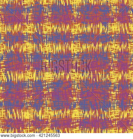 Fashionable Print With Abstract Pattern. Yellow, Pink, Blue Colors Illustration. Seamless Print On F