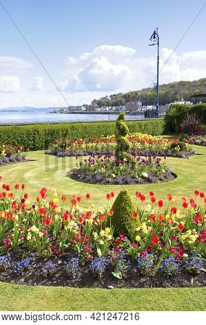 Flower Display In Park In Rothesay On Isle Of Bute