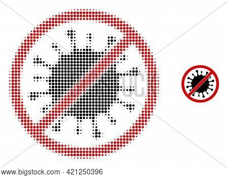 Stop Microbe Halftone Dotted Icon Illustration. Halftone Array Contains Round Pixels. Vector Illustr