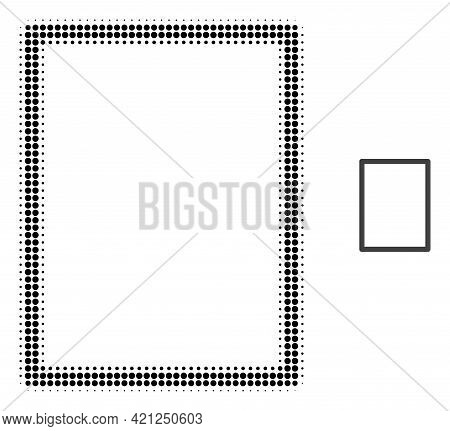 Empty Page Halftone Dotted Icon Illustration. Halftone Array Contains Circle Pixels. Vector Illustra