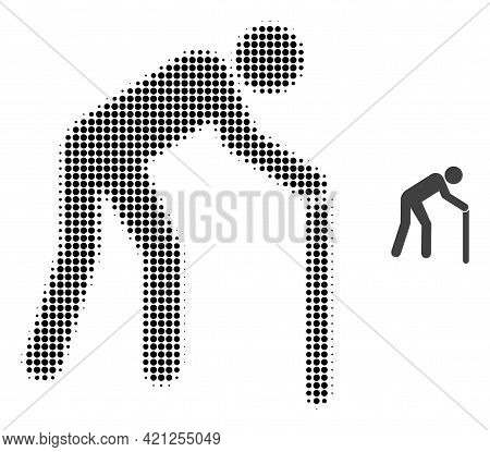 Retired Person Halftone Dot Icon Illustration. Halftone Array Contains Circle Pixels. Vector Illustr