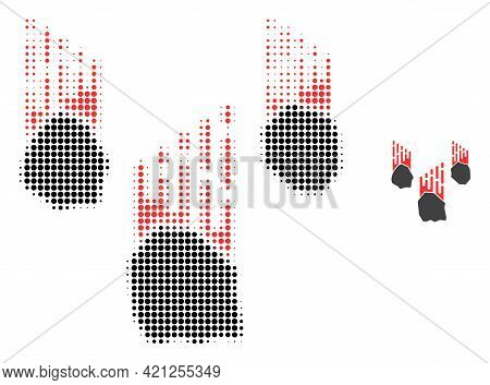 Falling Rocks Halftone Dot Icon Illustration. Halftone Pattern Contains Round Points. Vector Illustr