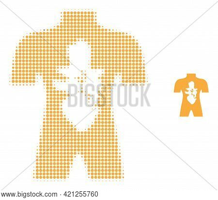 Human Anatomy Halftone Dotted Icon Illustration. Halftone Array Contains Circle Points. Vector Illus