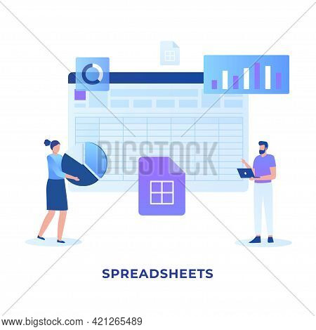 Flat Illustration Spreadsheets Concept