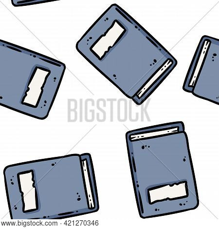 Cute Cartoon Notebooks Doodles Seamless Border Pattern. Vector Repeatable Background Tile. Cozy Craf