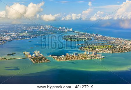 Luftfoto af kystlinje Miami